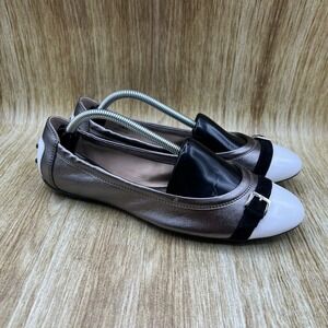 Tod's Ballet Flats Women's Size EU 38.5 US 8.5 Metallic Silver Leather Shoes